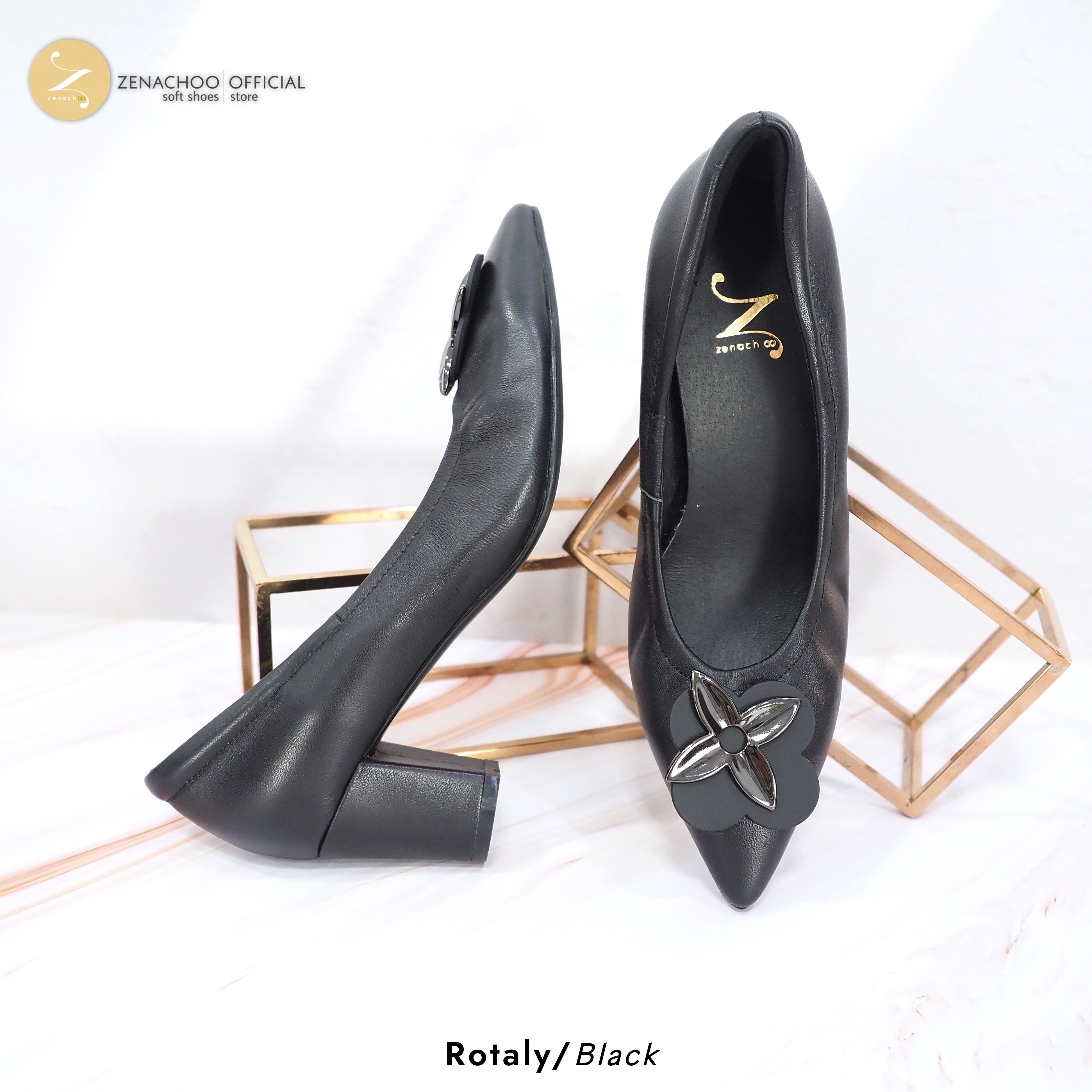 ทรงปกติ สินค้าลดราคา ไม่รับเปลี่ยน-คืน ทุกกรณึ Zenachoo รุ่น Rolaty สูง 2 นิ้ว รองเท้าหนังแกะแท้ ทรงสวย รุ่นขายดี หนังนิ่มมาก