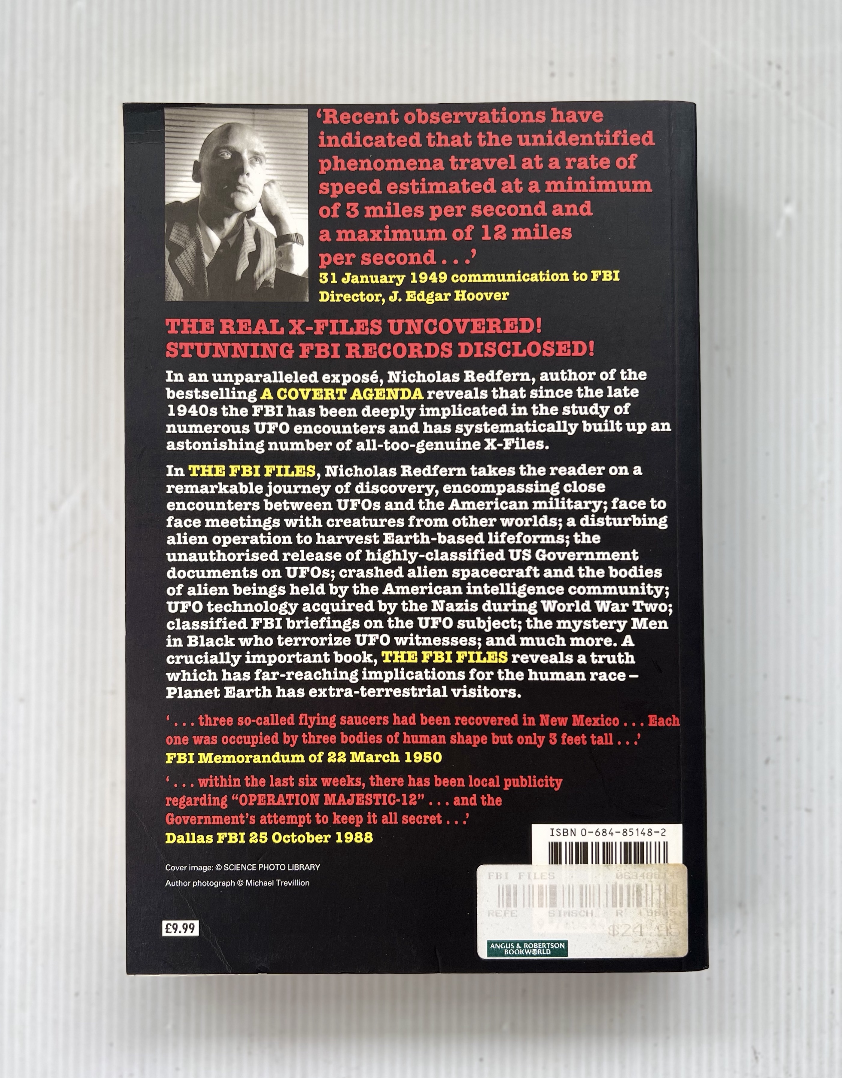 FBI Files: FBI's UFO Top Secrets Exposed Nicholas Redfern 1 Oct. 1998 90-99% Paperback