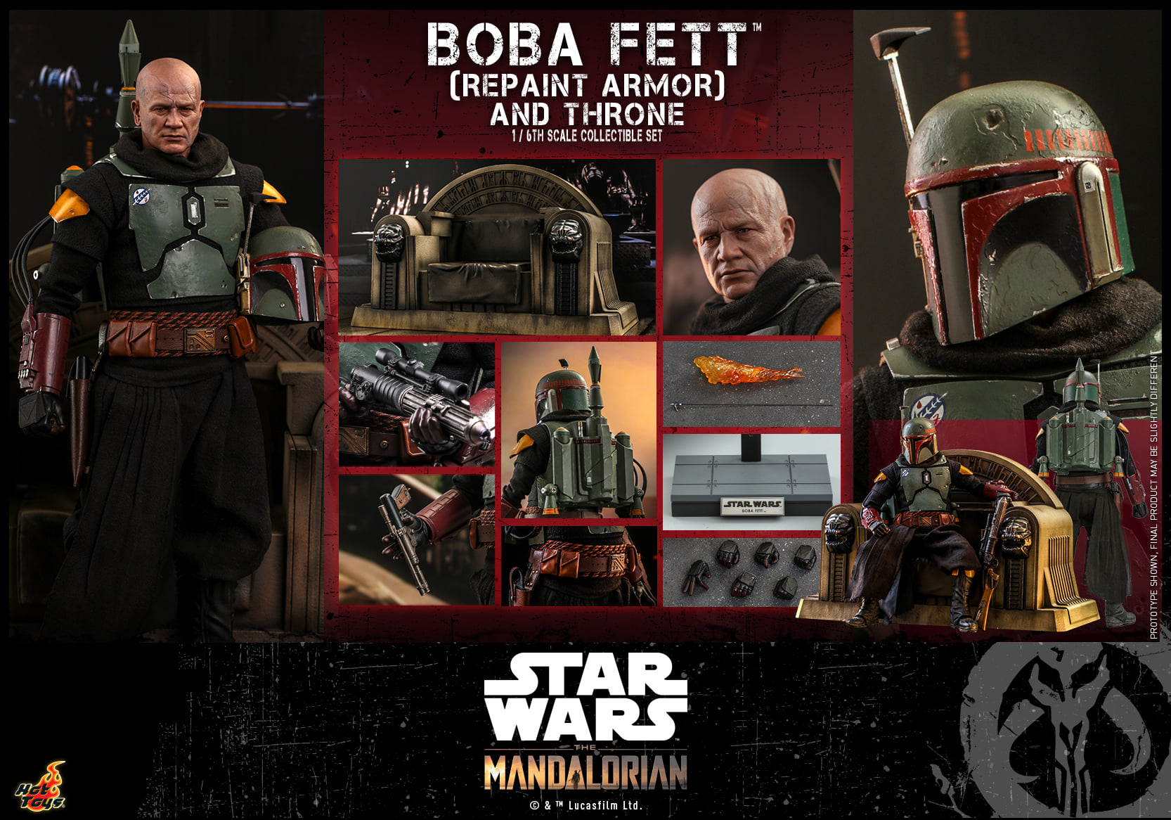 Hot Toys TMS056 1/6 Star Wars: The Mandalorian™ - Boba Fett (Repaint Armor) and Throne