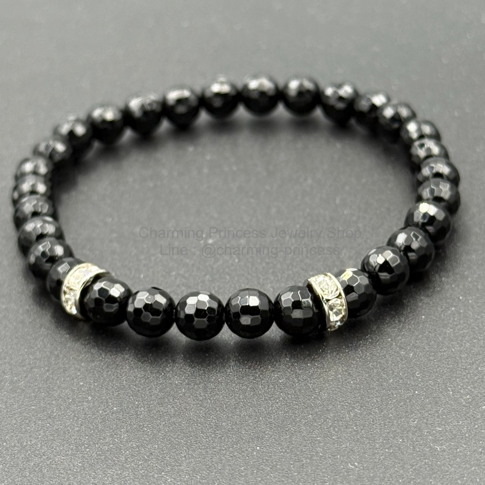 Black Onyx โอนิกซ์เจียรเหลี่ยมวิ้งวิ้ง 6 มม ปกป้องคุมครองจากผู้ที่ไม่หวังดี