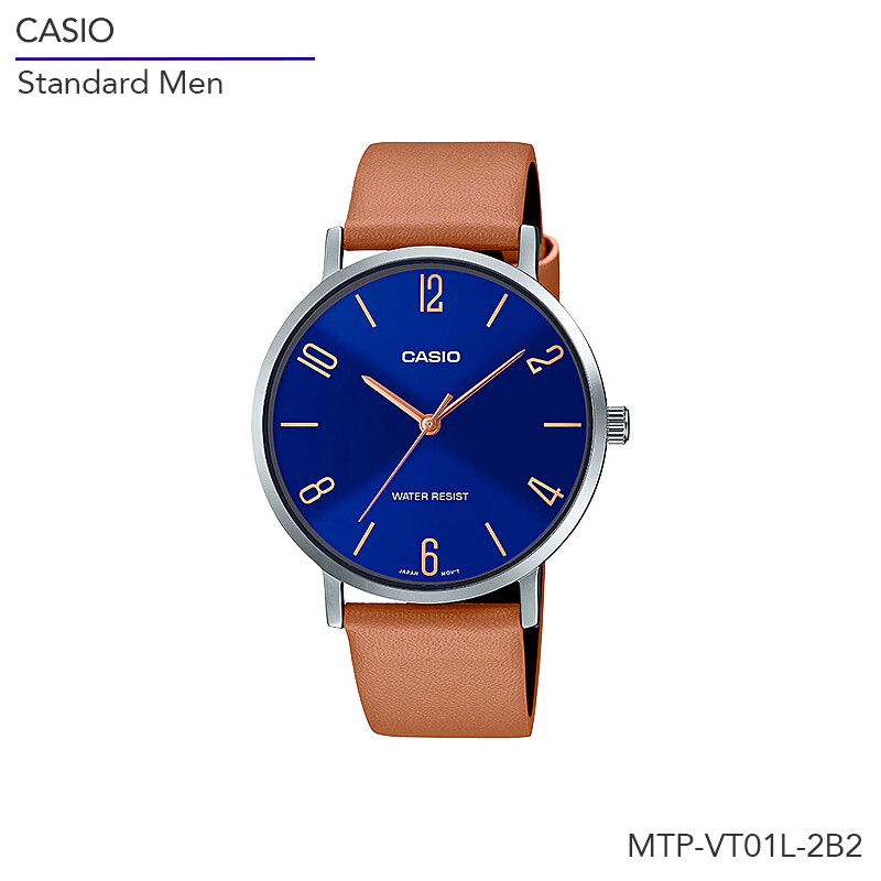 นาฬิกาข้อมือ Casio Standard Men สายหนัง MTP-VT01L Series MTP-VT01L-1B MTP-VT01L-1B2 MTP-VT01L-2B MTP-VT01L-2B2 MTP-VT01L-7B1 MTP-VT01L-7B2
