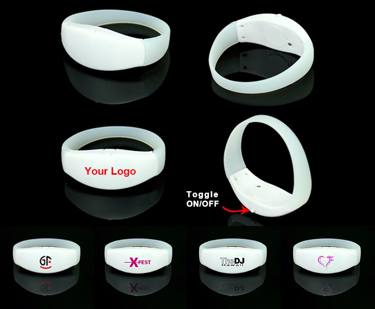 รีโมทคอนโทรลควบคุมการเปลี่ยนสีของกำไลข้อมือไฟกระพริบแบบควบคุมการเปลี่ยนสีด้วยรีโมทคอนโทรล