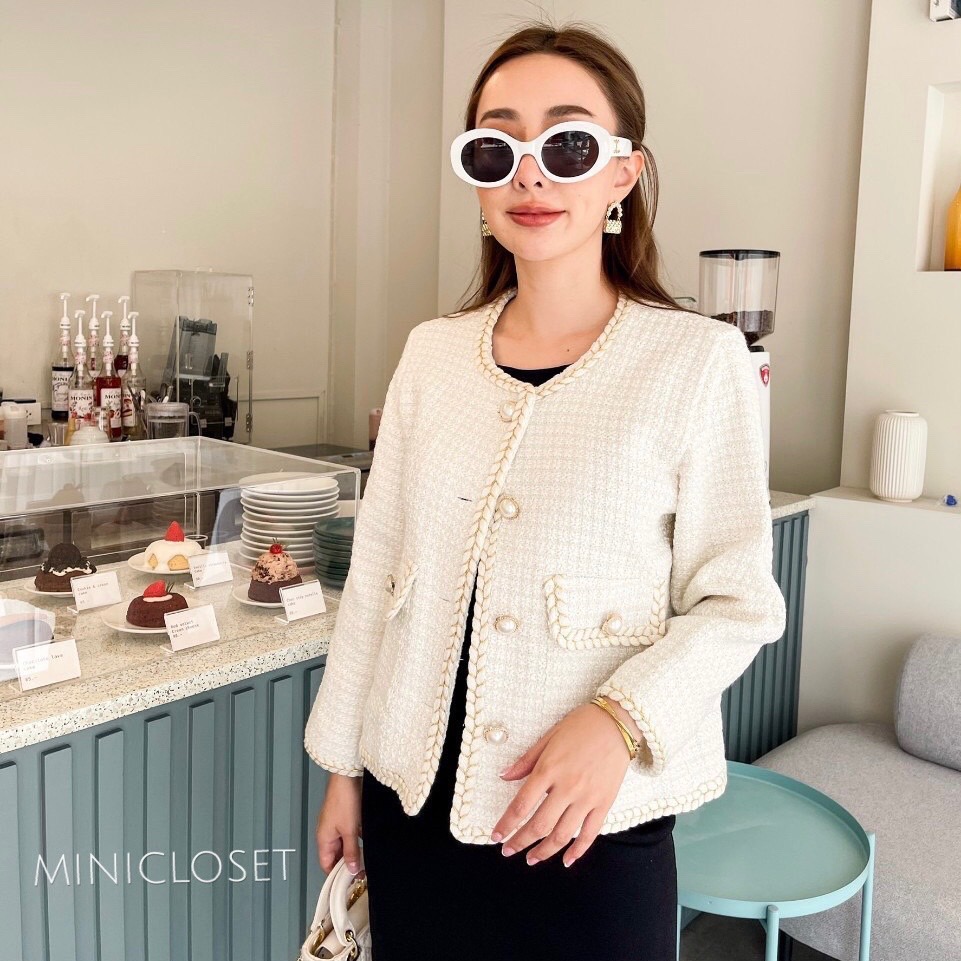 เสื้อคลุมผ้าทวีต เสื้อทวีตสไตล์ชาแนล เสื้อคลุมเรียบหรูดูแพง