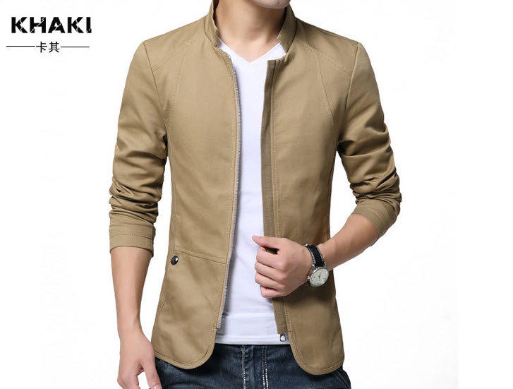 พร้อมส่ง เสื้อแจ็คเก็ต ผู้ชาย สีกากี เสื้อคลุม