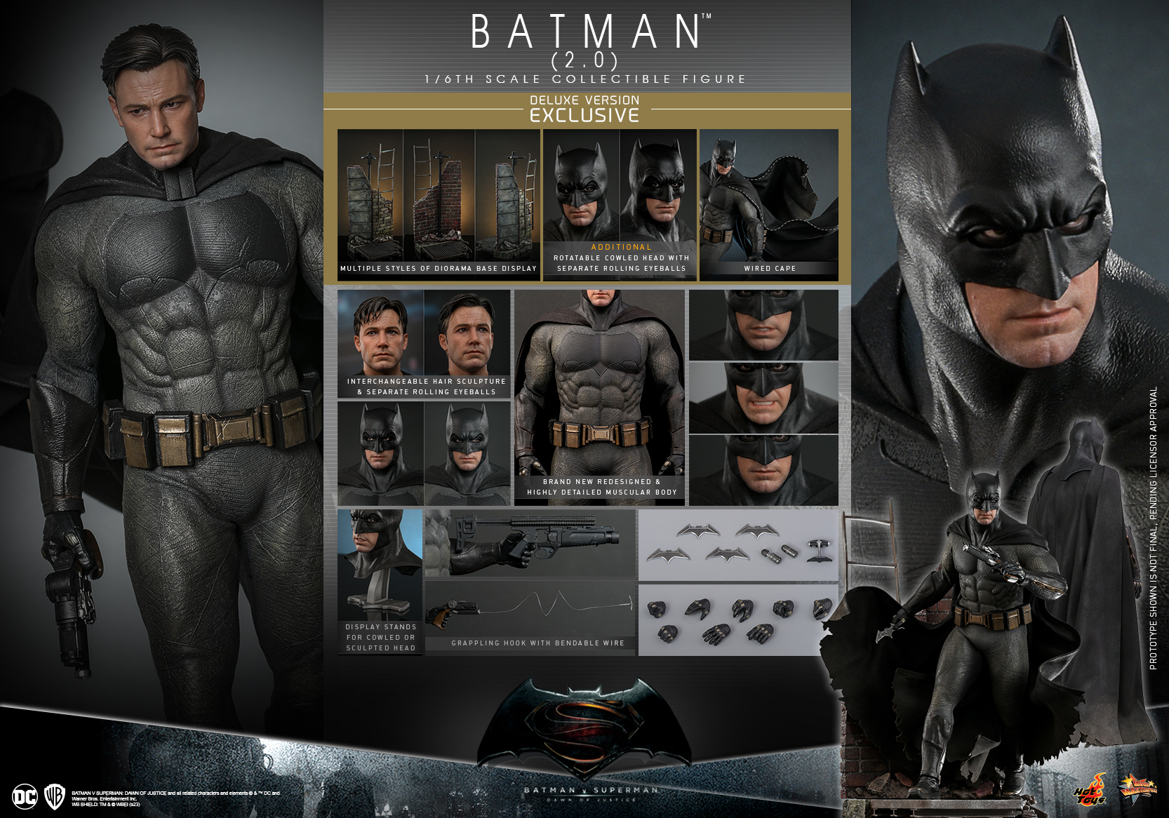 Hot Toys MMS732 1/6 Batman v Superman: Dawn of Justice - Batman (2.0) [Deluxe Version]