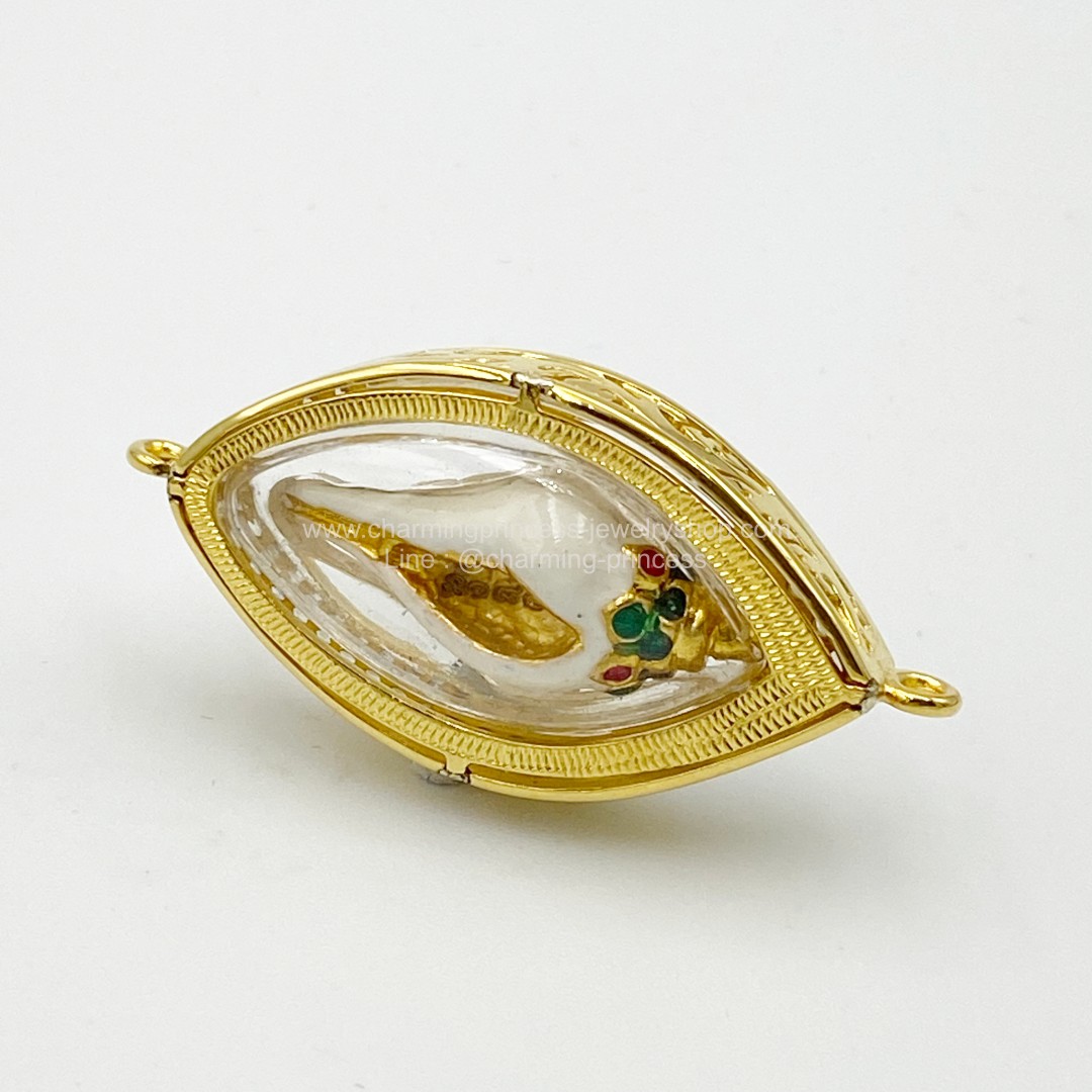 พระสังข์ สั่งรวย ครูบากฤษณะ อินทวัณโณ นำไปล้อมกรอบ อัดกันน้ำ ฝังพลอย White Zircon ไวท์เซอร์คอน *Pre-order*