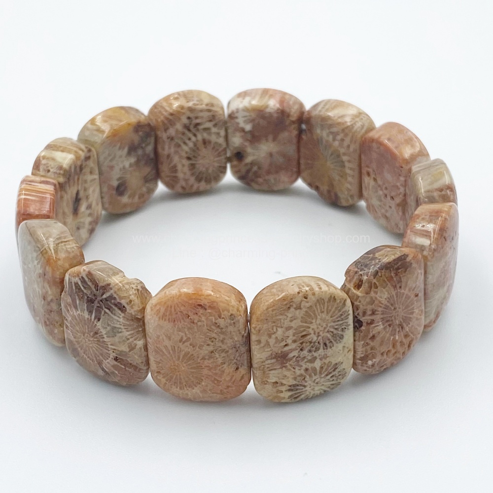 Coral Fossil (โครอล ฟอสซิล) 20 mm หินเสริมดวงทางด้านการงาน ช่วยทำให้การเจรจาต่อรองเป็นไปอย่างราบรื่น เครื่องรางของขลังขจัดสิ่งชั่วร้าย ปกป้องคุ้มครองยามเดินทางไกล I