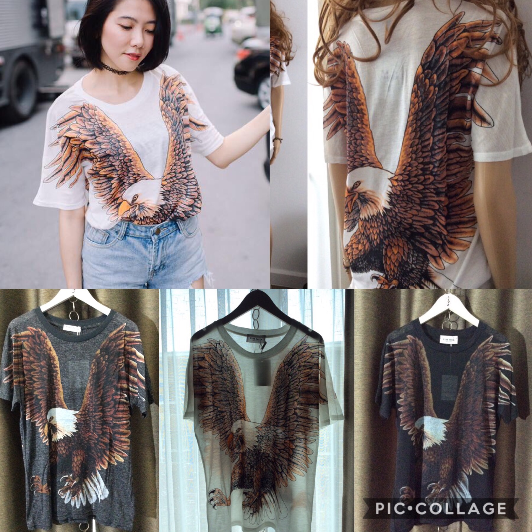 เสื้อยืด เสื้อมุ้งบางเฉียบ สกรีนลายนกอินทรีย์ ลายสกรีนหน้าหลัง