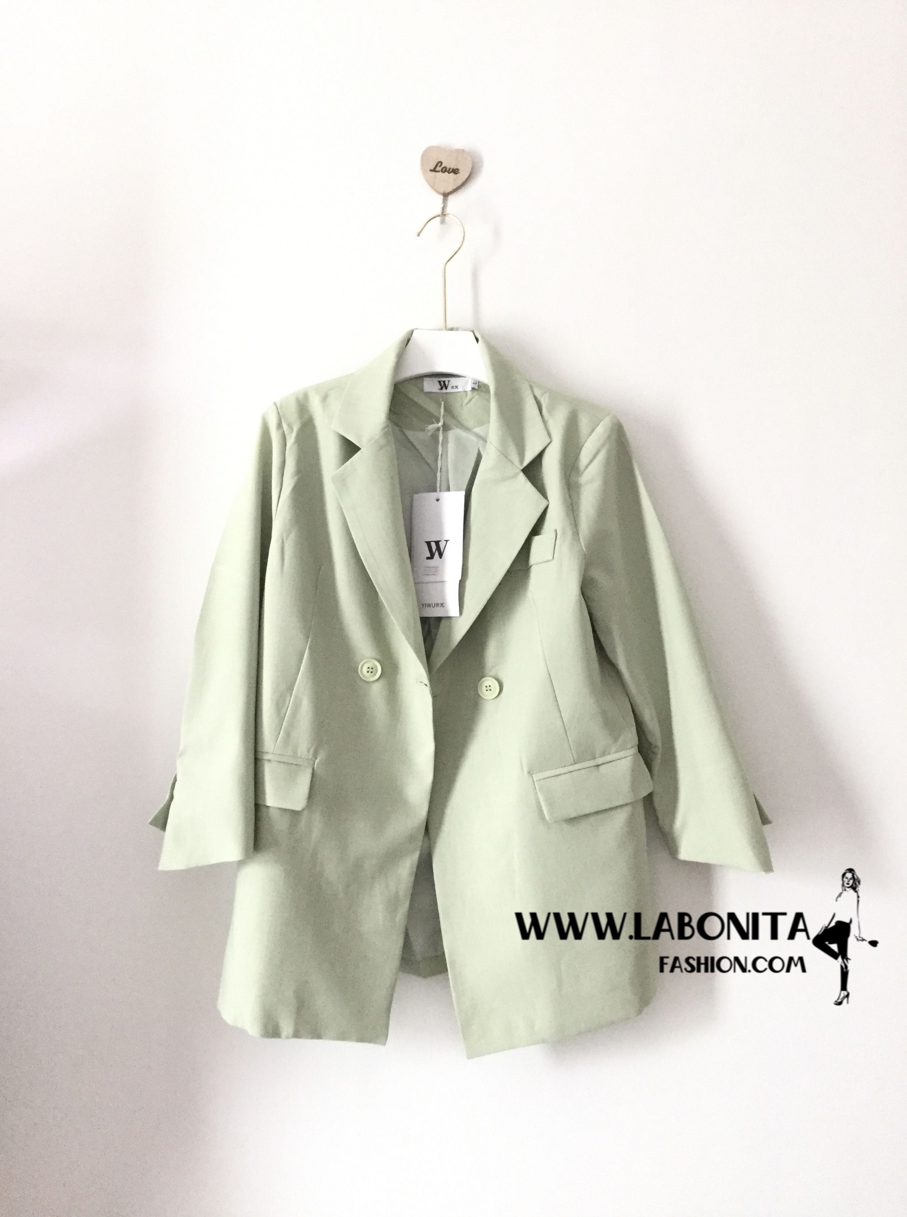 เสื้อสูทเกาหลี สีเขียวมิ้น