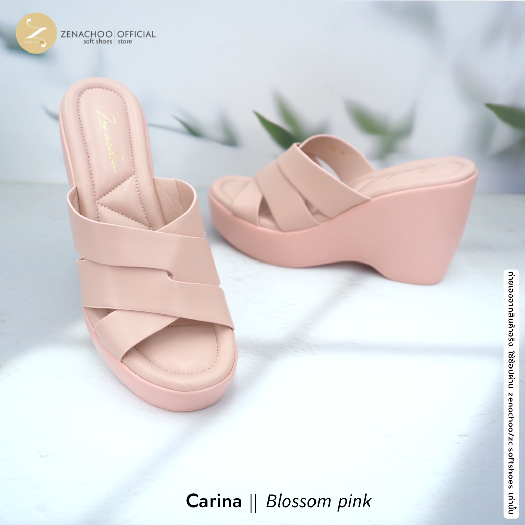 ทรงปกติ เปลี่ยนไซส์ได้-ไม่รับคืน ส้นเตารีด เสริมหน้า Zenachoo Carina สูง 3.5 นิ้ว รองเท้าหนัง สังเคราะห พื้นนิ่มมาก