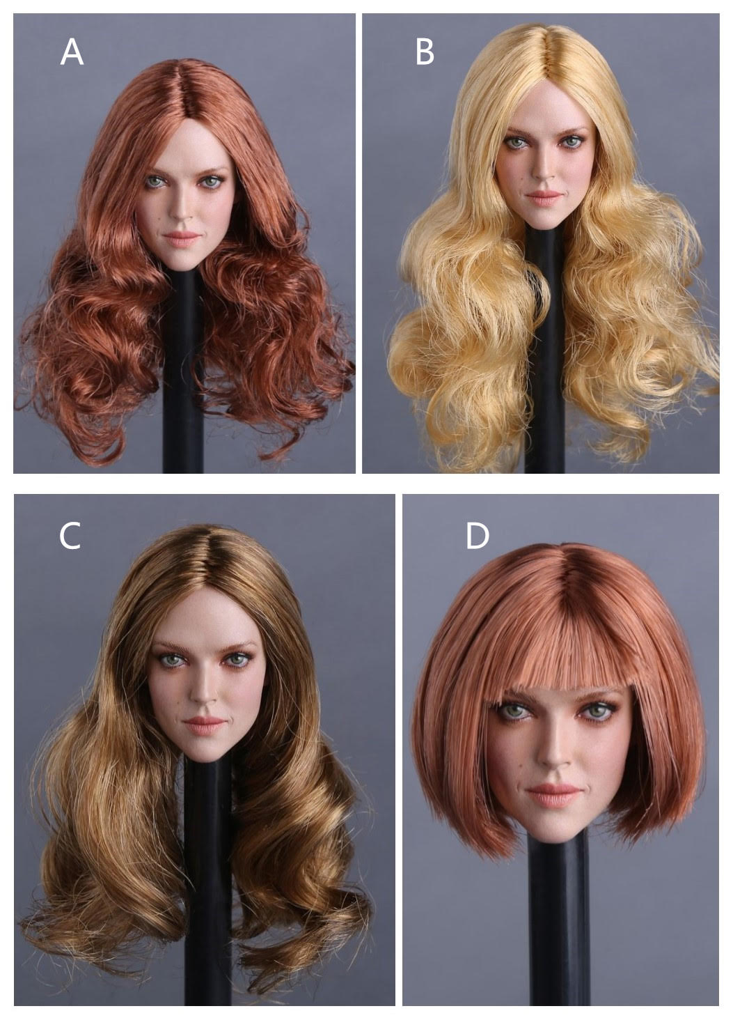GACTOYS GC009A,B,C,D European and American Female Headsculpt