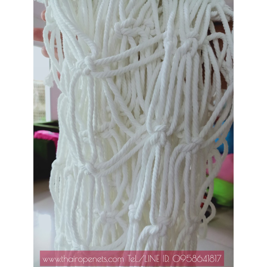 ม่านขาว ม่านโปร่ง แผงม่านตาข่าย เชือก 5 mm. ช่องตา 10 x 10 cm. ไม่ขึ้นรา มีหลายขนาดให้เลือก
