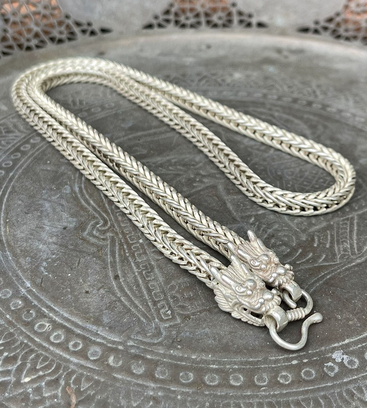 สร้อยคอเงิน สร้อยเงินเก่า หัวลายมังกร สร้อย