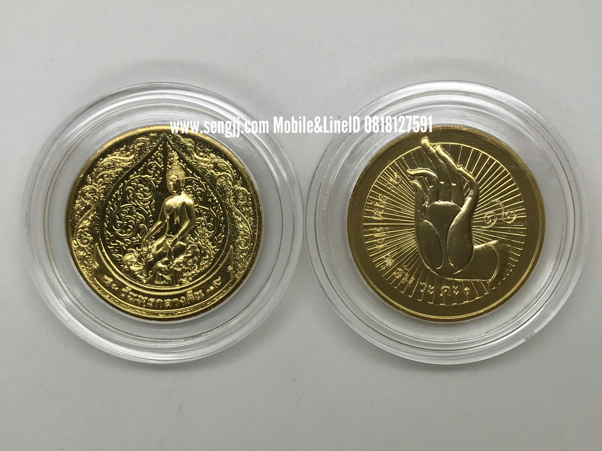 เหรียญที่ระลึกนิเกิลชุบทอง 3 ซม. พระประจำวัน 8 ปาง (ชุดละ 8 เหรียญพร้อมใบรับรอง)