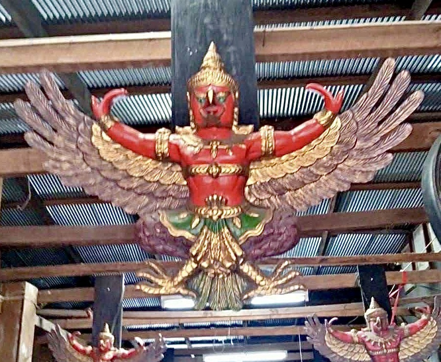 พญาครุฑไม้สัก ครุฑไม้สัก ขนาด1เมตร ครุฑไม้แกะสลัก