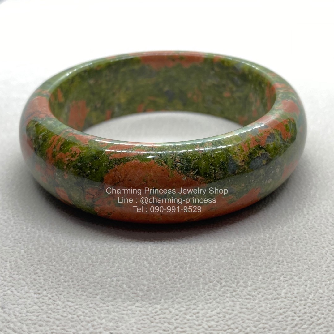 กําไลหินยูนาไคต์ Unakite Bangle นำพาทรัพย์สินให้โชคให้ลาภแบบฟลุ๊คๆ ขนาด 20 x 56 มม