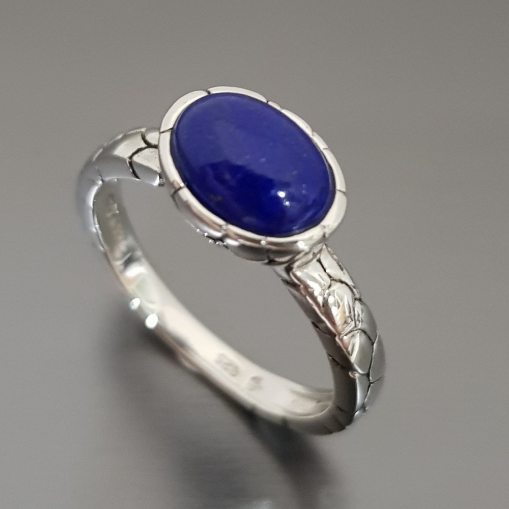 แหวนลาพิสลาซูลี แหวนหินนําโชค เงินแท้ 925 ขนาด 925 Sterling SIlver Lapis Lazuli Oval 8x6 mm Ring Simple Chic Design