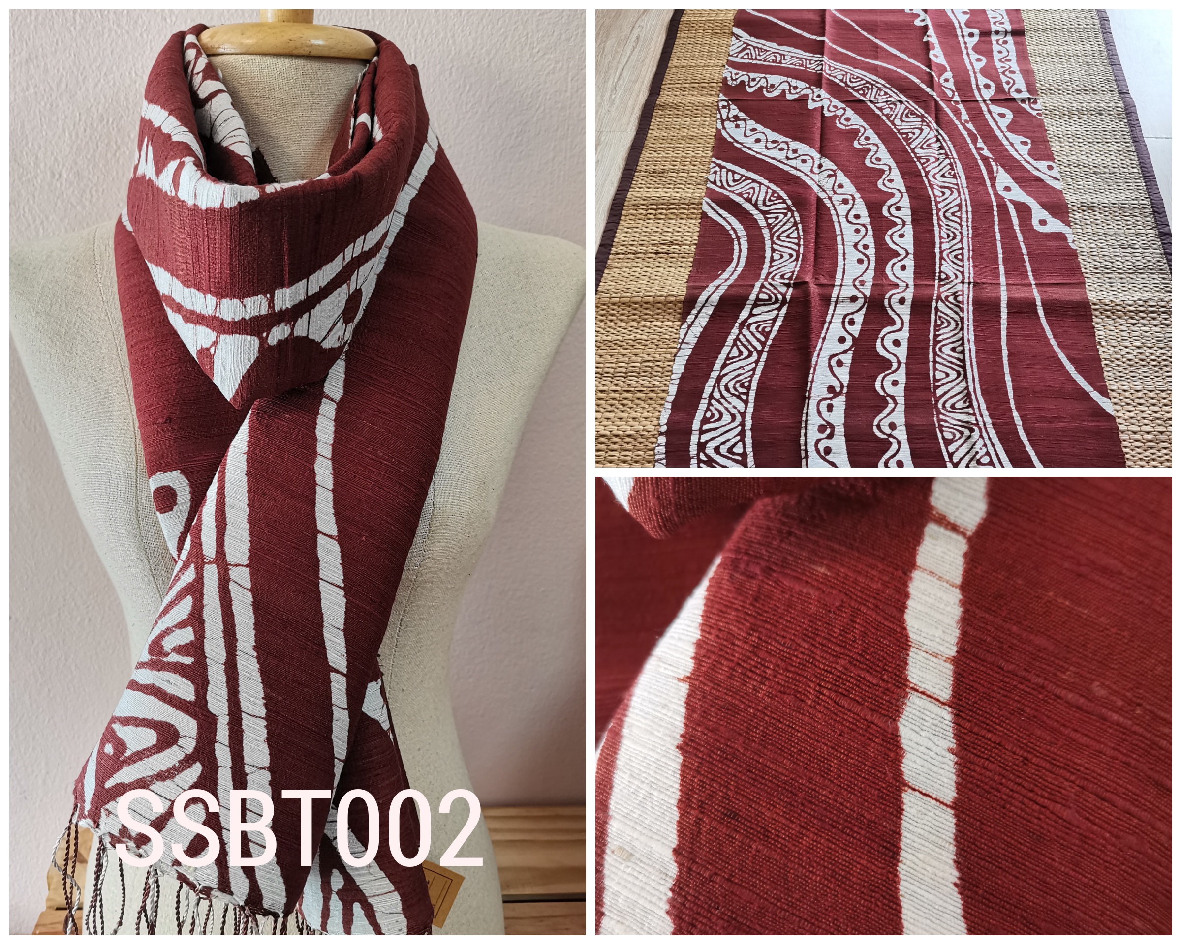 ผ้าพันคอ-คลุมไหล่ไหมแท้ทอมือ ลายบาติก Handmade