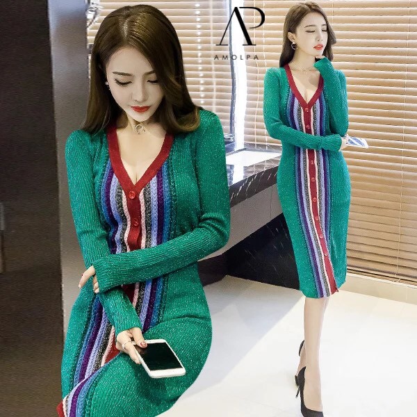 เดรสรสยาวสีเขียว ผ้าวิ้งๆในตัว ป้ายGUCCI