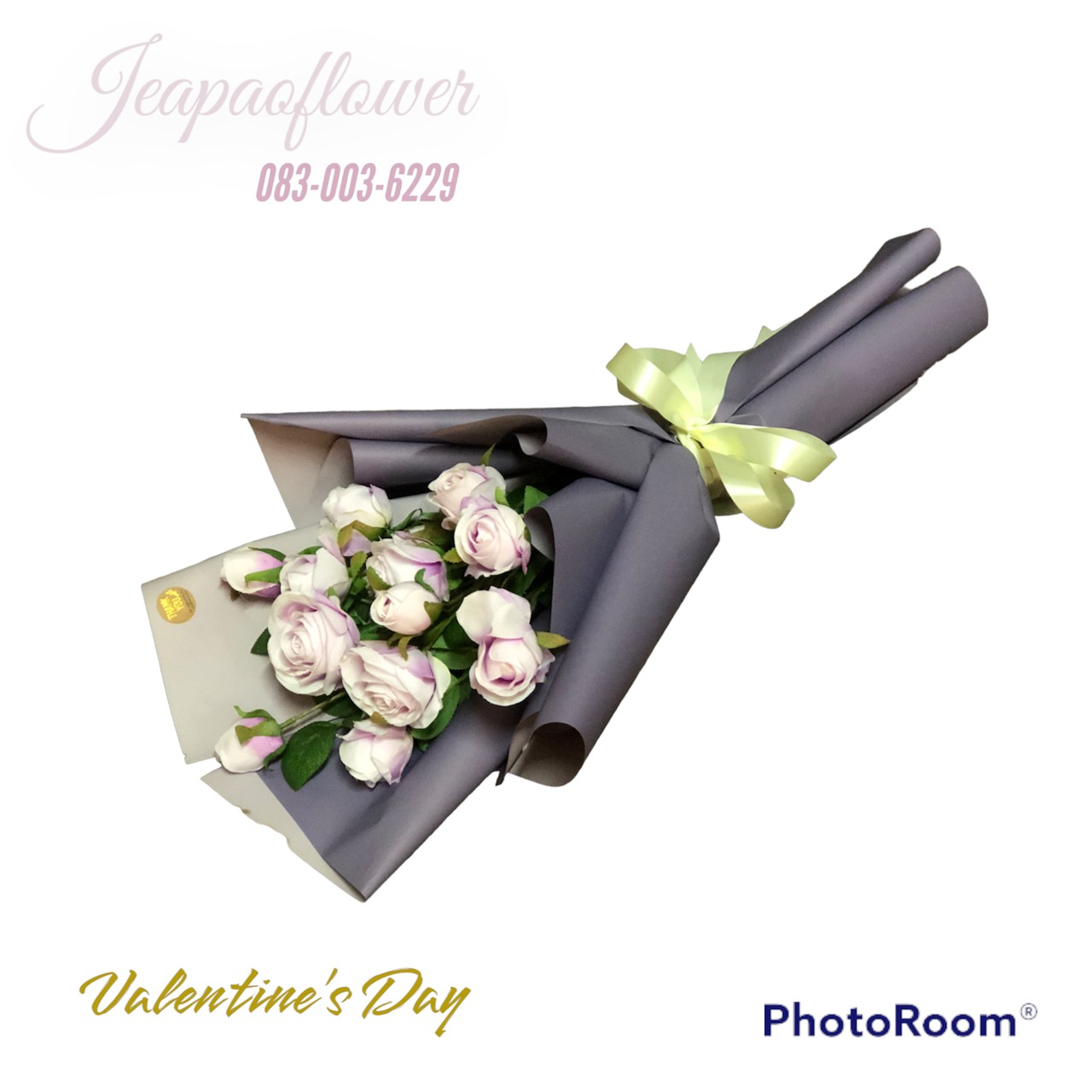 ช่อดอกไม้ประดิษฐ์ กุหลาบสีม่วง ดอกไม้เกรดเอ