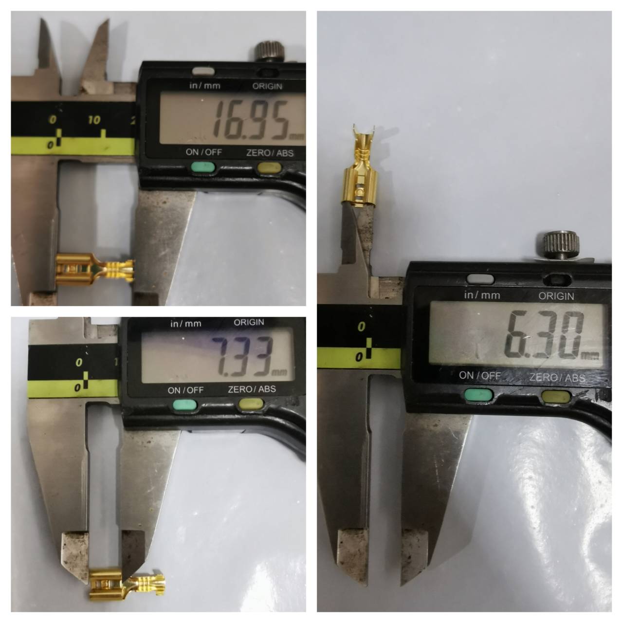 CARE17S6.3 หัวเสียบทองเหลืองแท้ ตัวเมียแบนรูใน 6.3 ชุด 100 ตัว