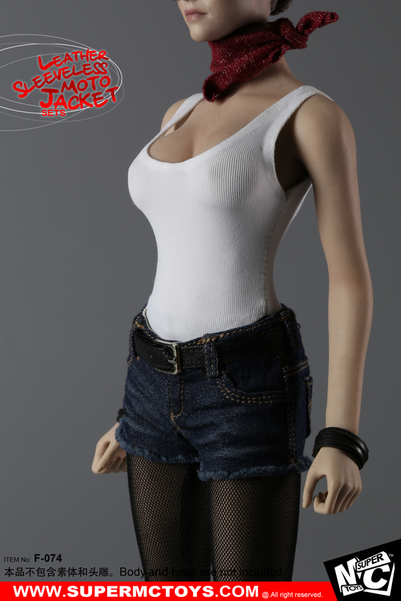 SuperMCTOYS F-074 Leather Sleeveless Moto Jacket Sets