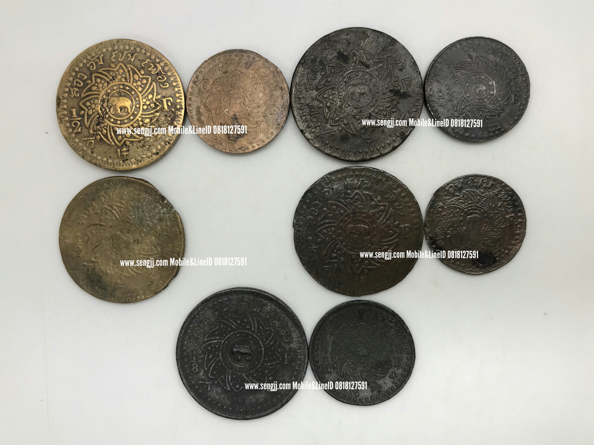 ชุดเหรียญ ร.4 ทองเหลือง-หนา+บาง ทองแดง หนา+บาง ดีบุก สิ้ก เสี้ยว อัฐ โสฬส