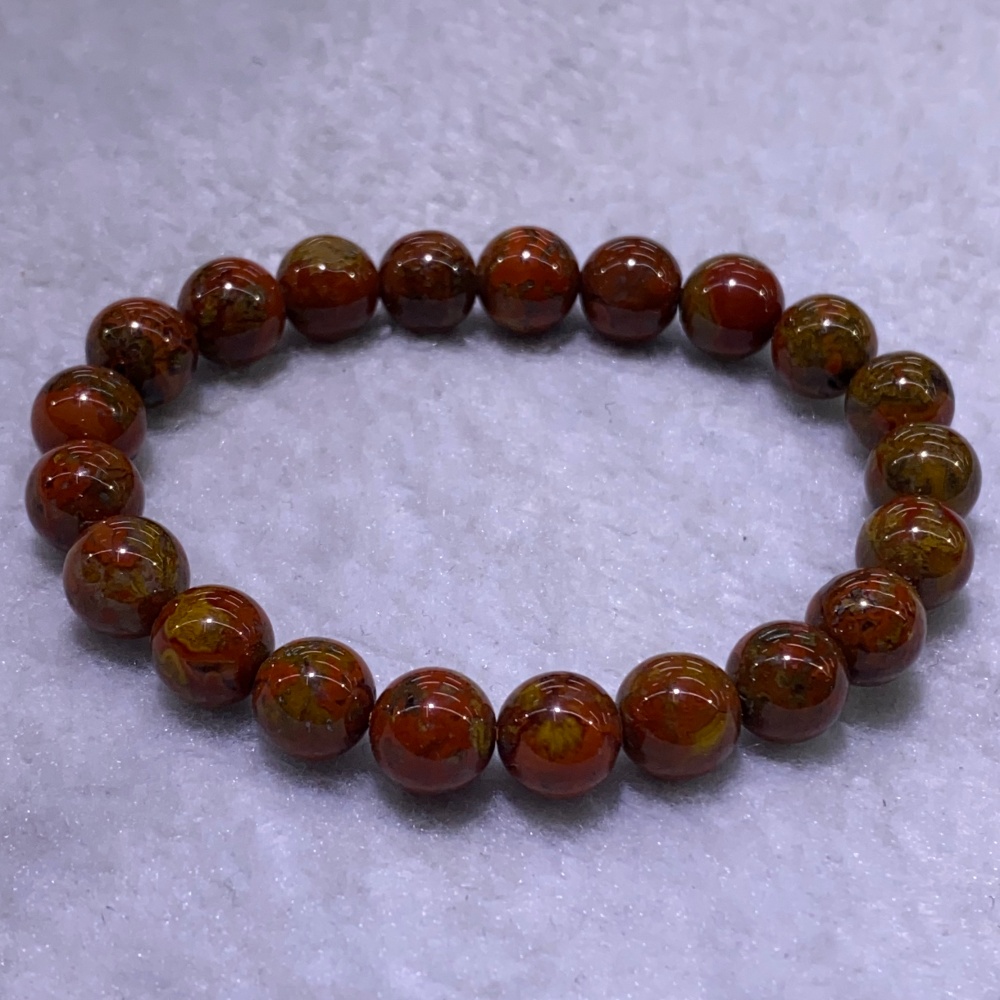 Natural Zhanguo Warring States Golden Red Agate 9 mm สร้อยข้อมืออาเกตสีแดง Zhanguo หรือ โมราสีแดง เชื่อกันว่าจะนำโชคดีและความมั่งคั่งมาให้ ช่วยในเรื่องการเพิ่มการไหลเวียนโลหิตและส่งเสริมการคิดเชิงบวก
