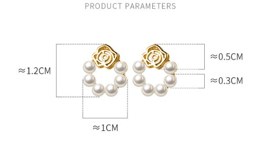 ต่างหูสำหรับผิวแพ้ง่าย เงินแท้ 92.5% Camelia pearl_ES796