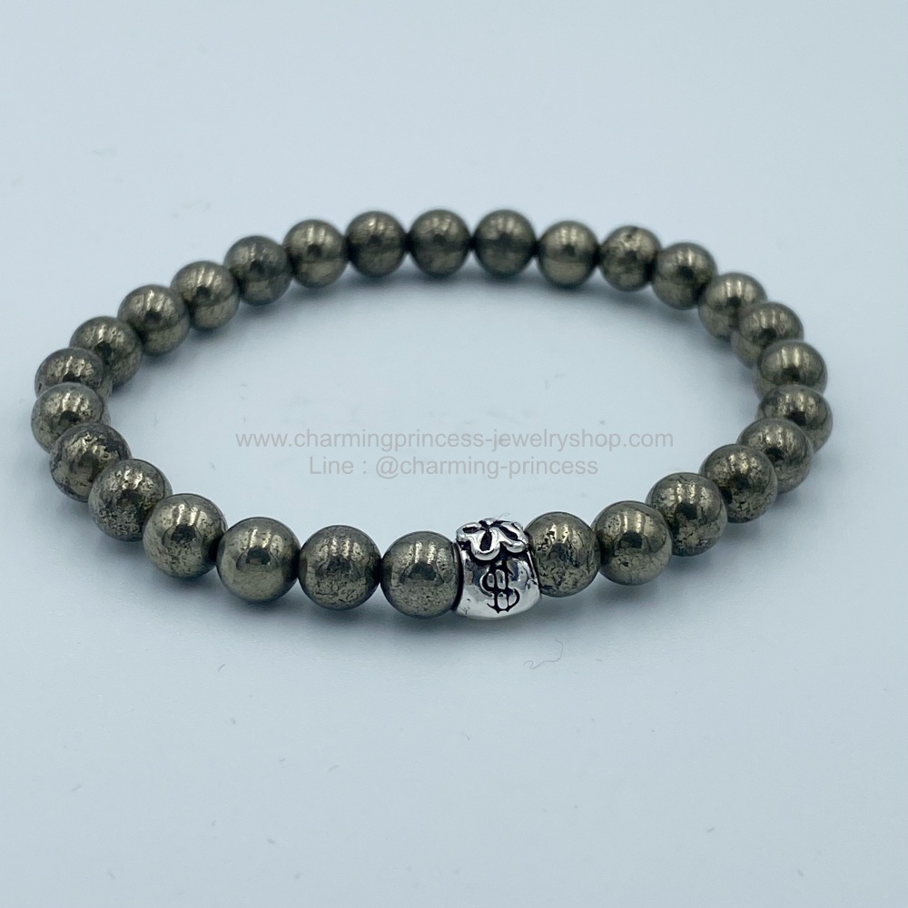 Pyrite 6 mm ประดับถุงเงินเรียกเงิน เป็นเงินแท้ ไพไรต์ เรียกเงิน เรียกทอง นำโชคสองชั้น