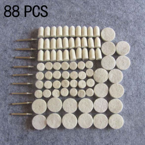DG35 ชุดหัวขัดผ้าสักหลาด 88 ชิ้น แกน 3.2 มิล สำหรับ งานขัดเงา ปัดเงา ขัดสี ขัดละเอียด