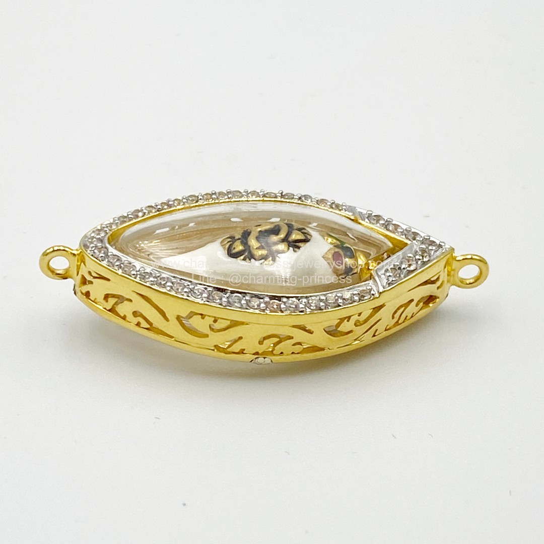 พระสังข์ สั่งรวย ครูบากฤษณะ อินทวัณโณ นำไปล้อมกรอบ อัดกันน้ำ ฝังพลอย White Zircon ไวท์เซอร์คอน *Pre-order*