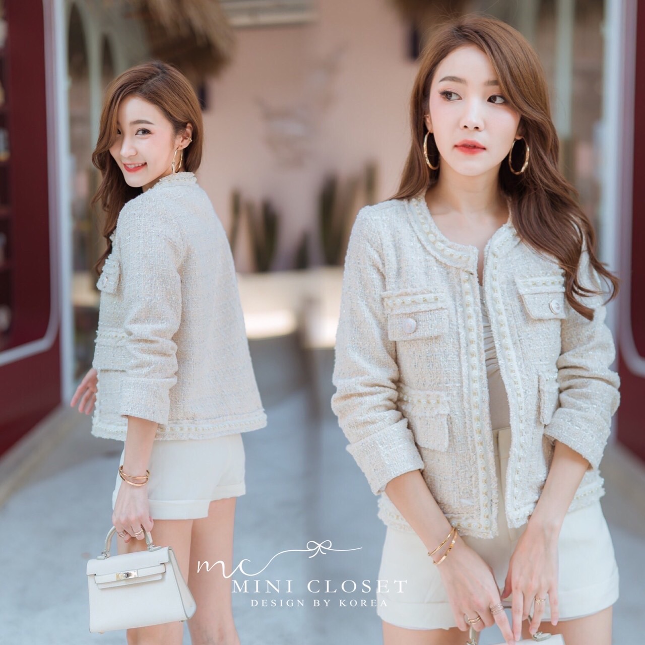เสื้อตคลุมทวิต สวยหรูดูแพง สไตล์เกาหลี มี3 สีสวยๆ