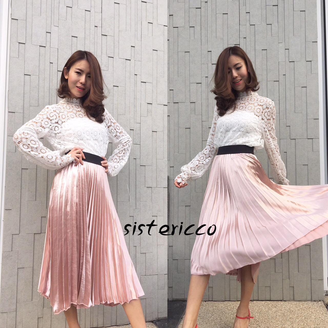 New! กระโปรงกำมะหยี่อัดพลีท KoreaStyle สวยปังอลัง ผ้าเนื้อดีเนื้อมันวิ้งสวย เอวขอบยางยืด สาวๆใส่ไปทำงานเดินเล่นสะบัดพริ้วได้เลยคะ^^