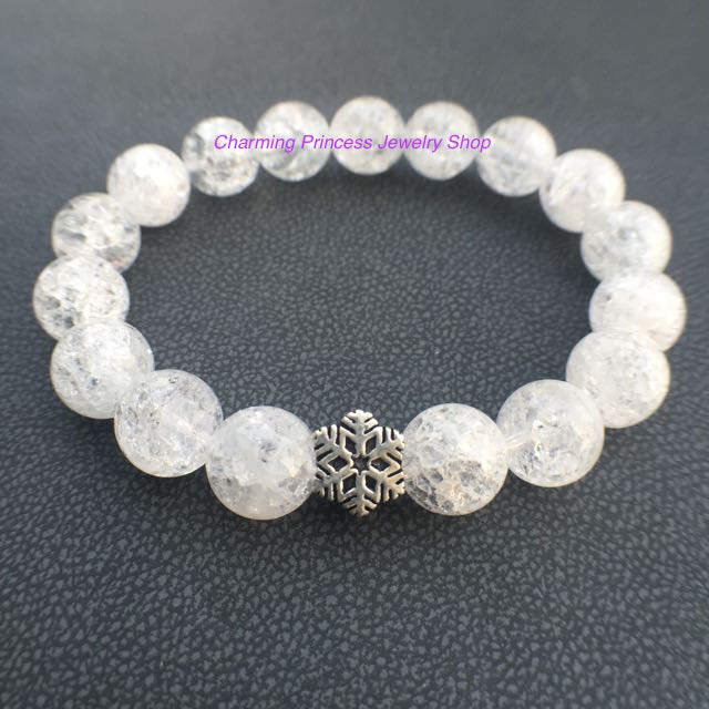 Ice Quartz with Snowflake Sterling Silver ไอซ์ควอตซ์ 10 mm ชำระล้างพลังงานด้านลบออกไปได้ทั้งหมด ปรับสมดุลการไหลเวียนของร่างกาย ประดับเงินแท้เกร็ดหิมะ