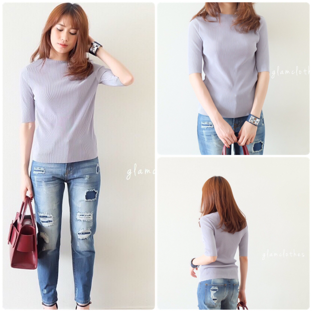 เสื้อแขนสั้นอัดพลีท เนื้อนิ่มบาง ใส่สบายในหน้าร้าน พูดเลยว่า ไม่อ้วนนะ ใส่แล้วผอมเพรียวค่า