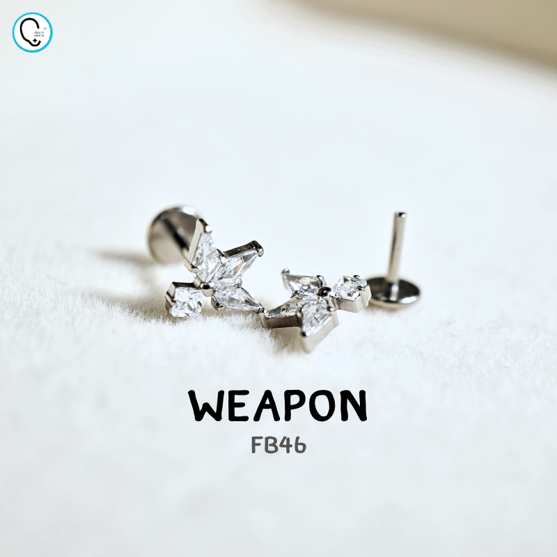 ต่างหูไทเทเนียม 100% แป้นแบนขันน็อต สำหรับผิวแพ้ง่าย ใส่สบายเรียบหลังหู รหัส FB (ราคา/ข้าง)