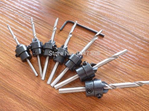DT03 ดอกเจาะไม้พร้อมเทเปอร์สำหรับฝังหลบหัวสกรูในเนื้อไม้ ชุด 7 ดอก ประกอบด้วย แหวนกะระยะ ควาามลึกเทเปอร์ ปลอกคว้านเทเปอร์ รวม 22 ชิ้น ถอดประกอบได้ทุกชิ้น
