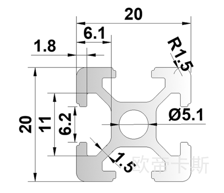 อลูมิเนียมโปรไฟล์ Aluminium Profile 2020 T-Nut (Black) / 10cm.