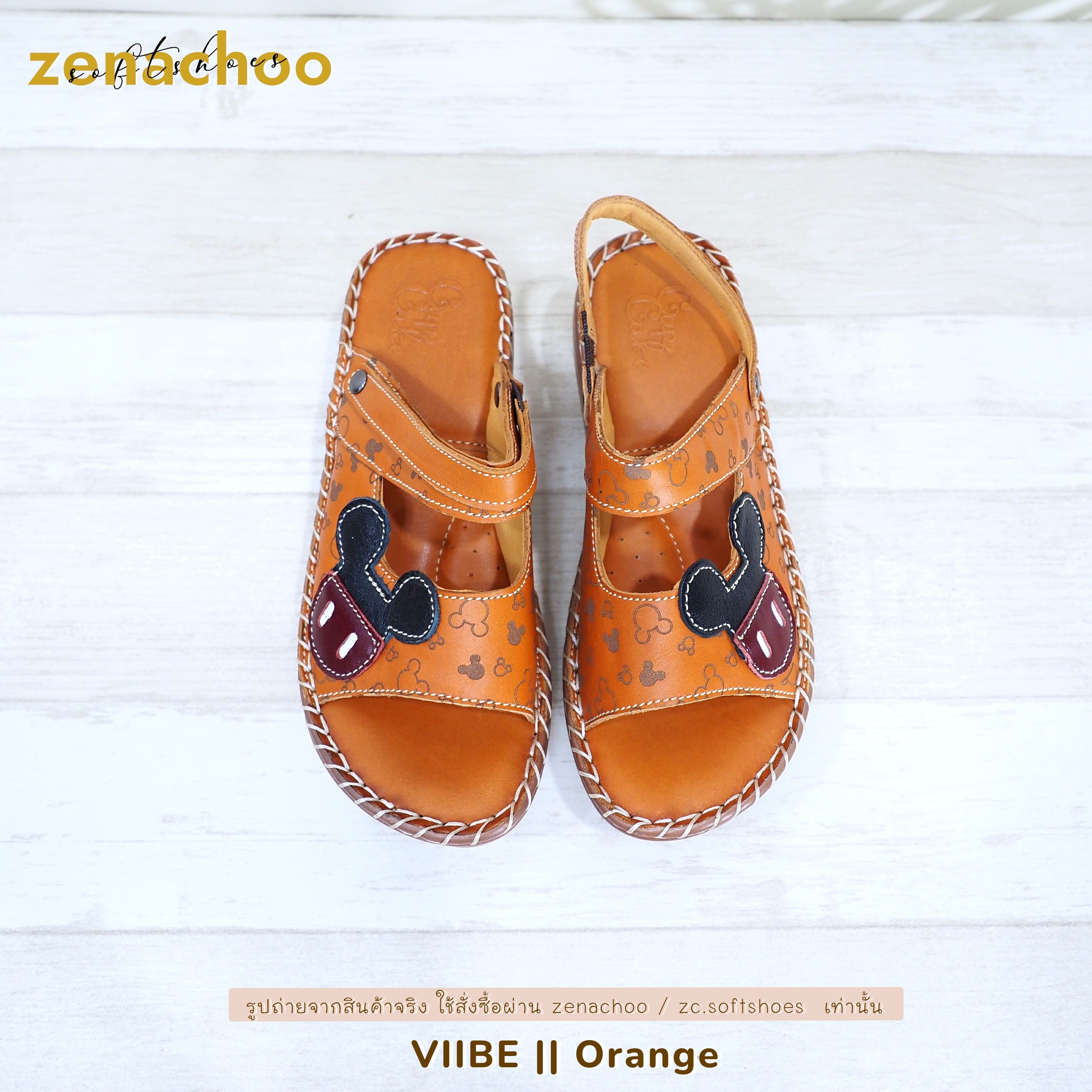 ทรงปกติ เปลี่ยนไซส์ได้ ไม่รับคืน Zenachoo รุ่น Viibe สูง 2 นิ้ว รองเท้าสุขภาพ ปรับสายได้ หนังแท้ 100% นิ่มสบาย ไม่ปวดขา