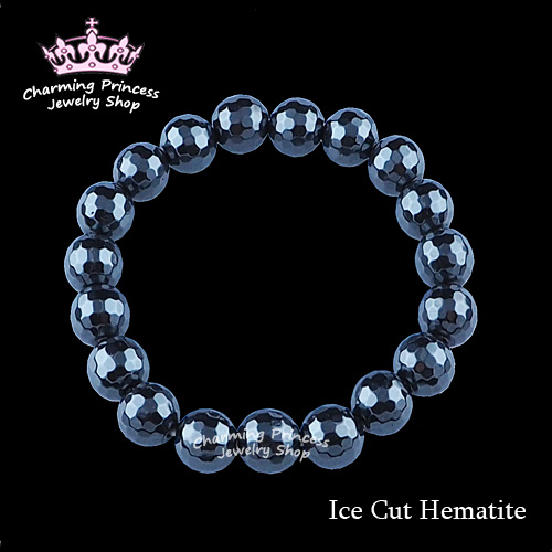 Hematite เฮมาไทต์เจียรเหลี่ยมวิ้งวิ้ง Ice Cut Hematite 10 มม กระชับความสัมพันธ์ให้แน่นแฟ้นมากขึ้น
