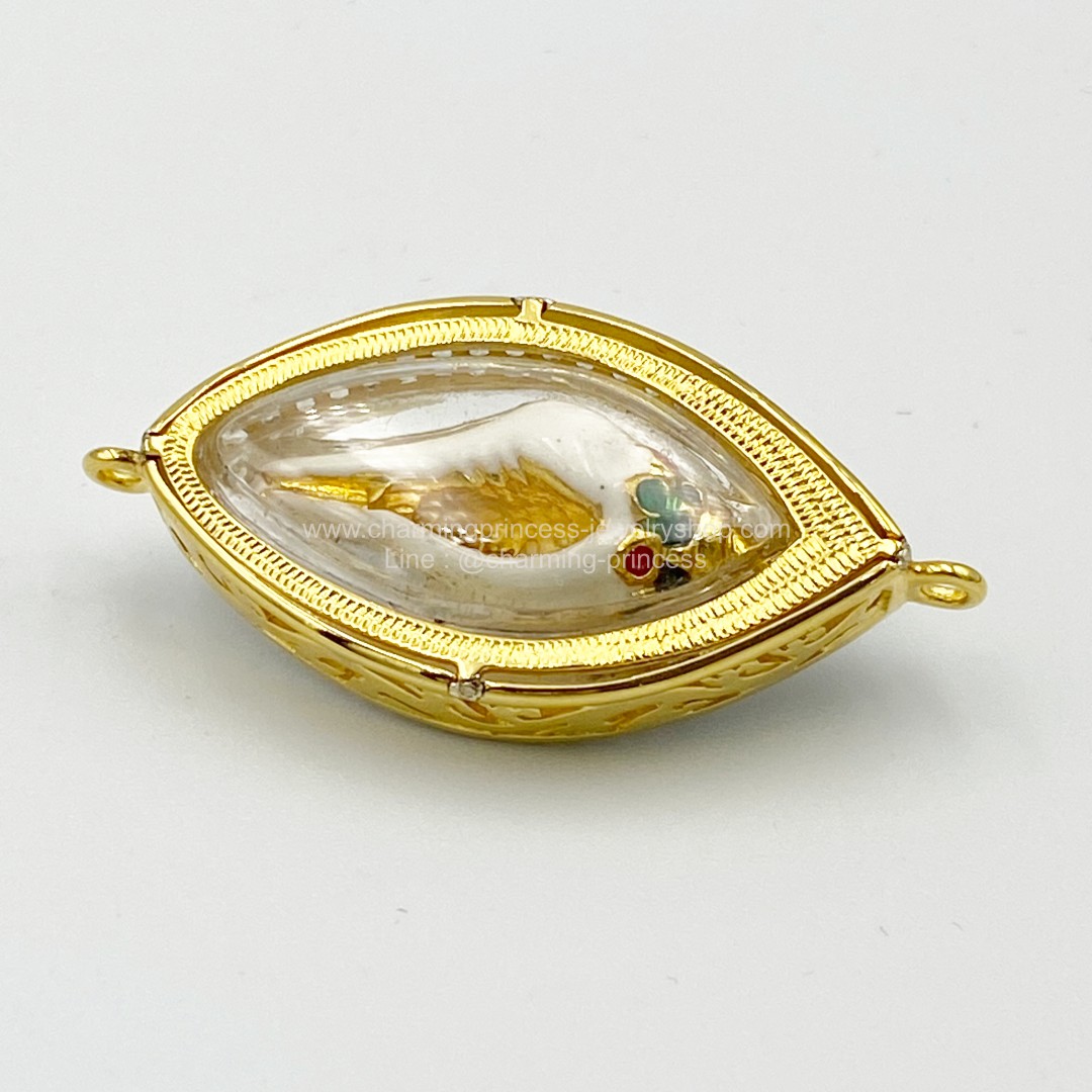 พระสังข์ สั่งรวย ครูบากฤษณะ อินทวัณโณ นำไปล้อมกรอบ อัดกันน้ำ ฝังพลอย White Zircon ไวท์เซอร์คอน *Pre-order*