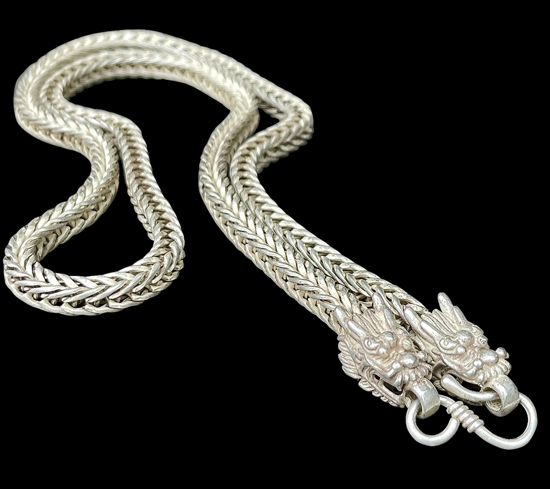 สร้อยเงินเก่า สร้อยคอเงิน หัวลายมังกร สร้อย