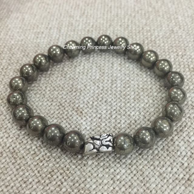 Pyrite 8 mm ปี่เซี้ยะ เงินแท้ ไพไรต์ เรียกเงิน เรียกทอง
