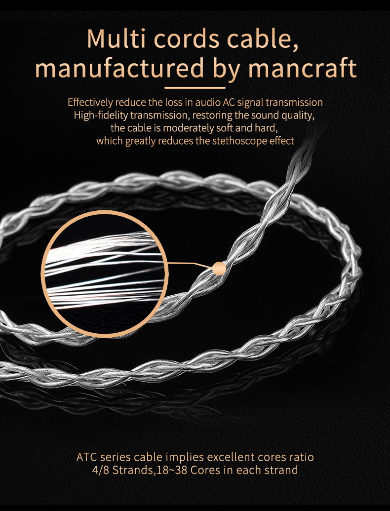 ขาย Astrotec ATC2 สายอัพเกรดหูฟัง OFC 72 แกน ชุบเงิน ขั้ว MMCX