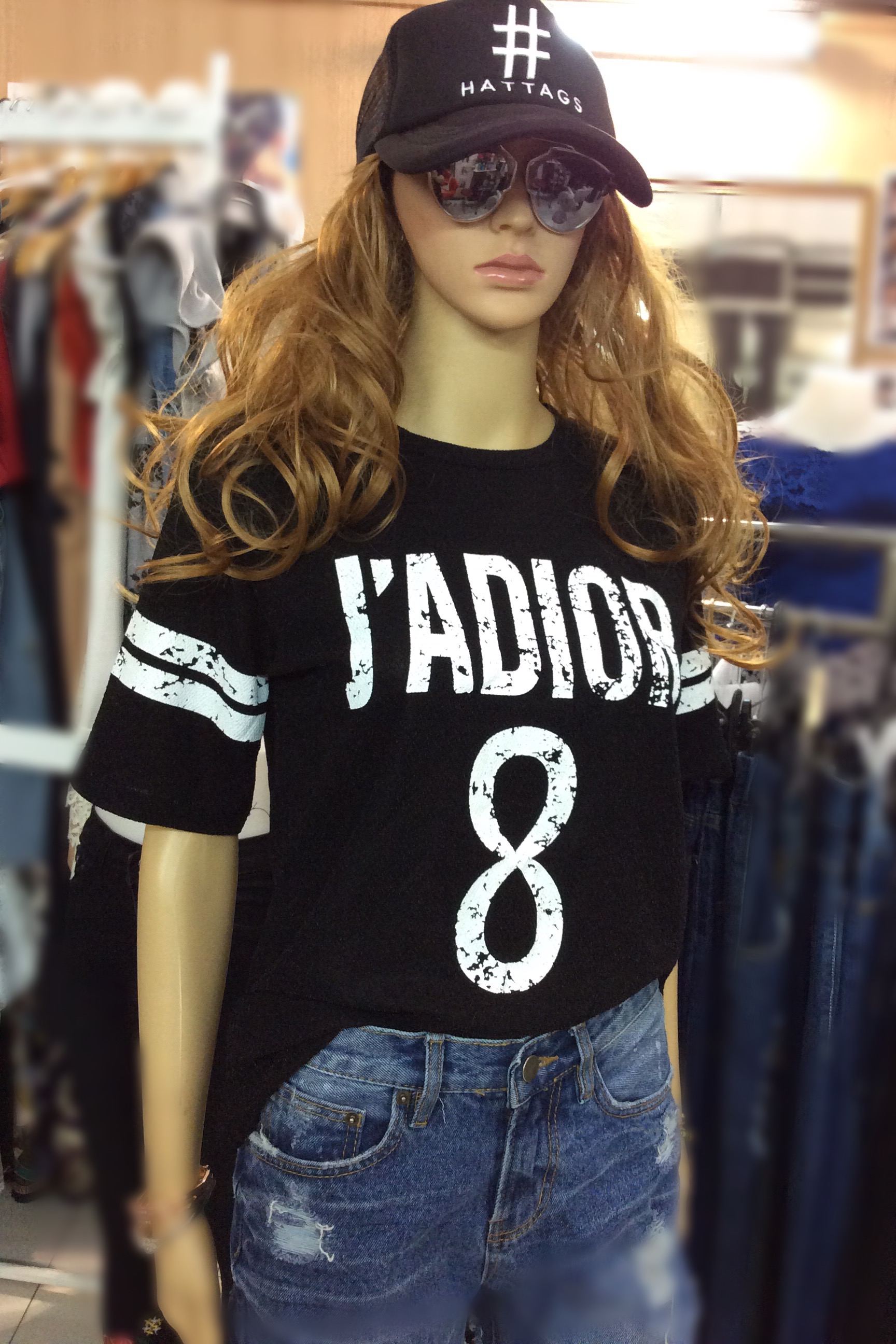 🦋เสื้อยืดสไตล์เกาหลี ผ้าวิ้งๆวาวๆ สกรีน J'ADIOR 8 เนื้อผ้านุ่มนิ่มใส่สบาย