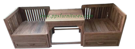 ชุดโต๊ะรับแขกไม้เก่า(เก้าอี้ลิ้นชัก)