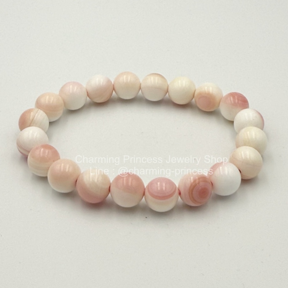 Pink Queen Conch Shell พิงค์เชลล์ เป็นหินแห่งโชคลาภและความสงบสุข เป็นพลังงานในด้านการดึงดูดคู่รักที่แท้จริงของเจ้าของ การได้พบความสุข 9.5-10 มม สำเนา