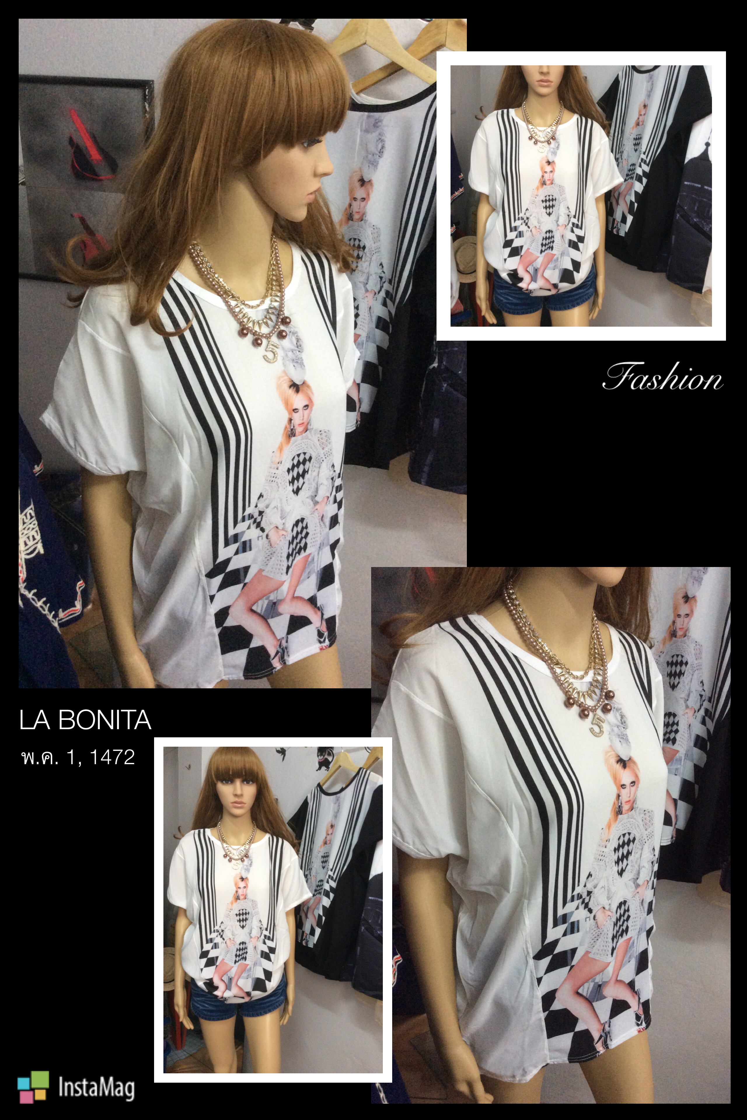 เสื้อตัวยาว พิมลายผู้หญิงกิ๊บเก๋