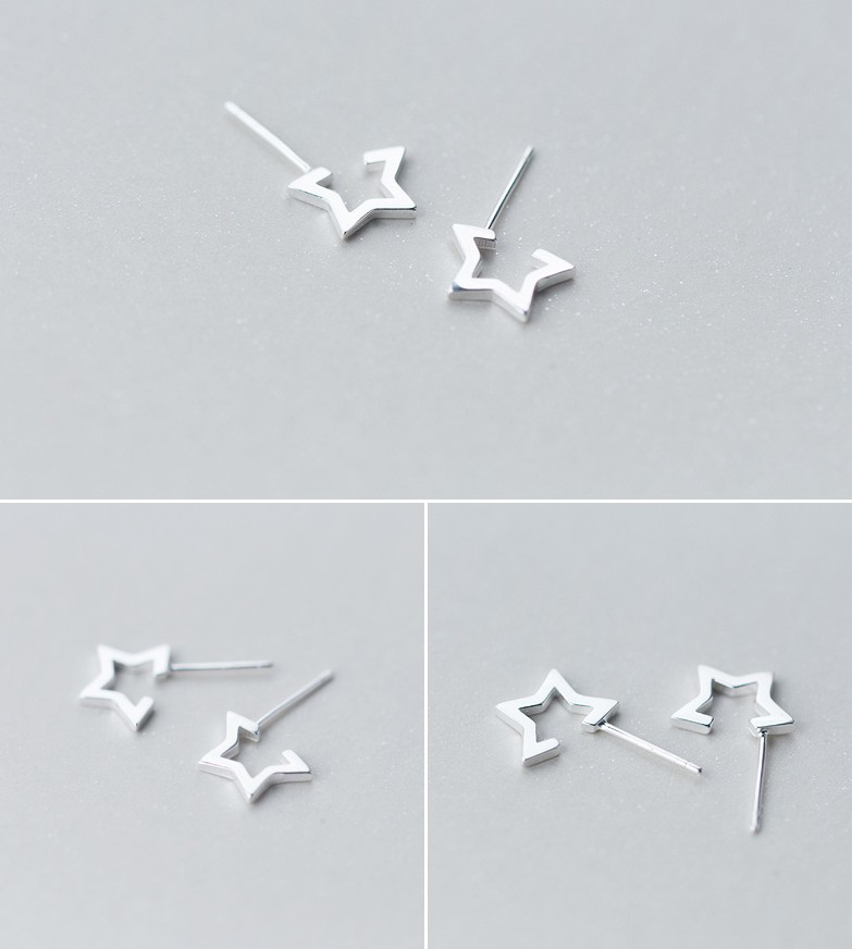 ต่างหูสำหรับผิวแพ้ง่าย เงินแท้ 92.5% Star Frame-ES439